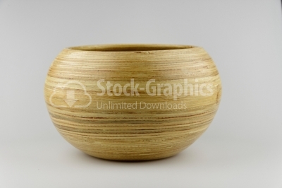 Wooden bowl on white