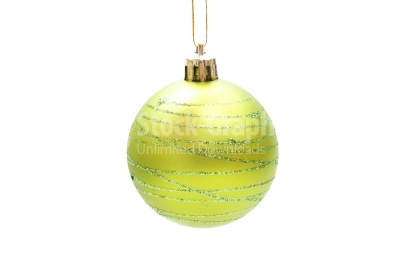 Yellow christmas bauble isolated on white
