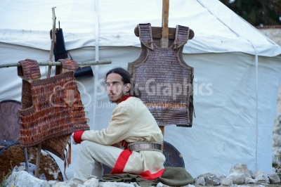 Young boy on a mediaval festival in Rasnov, Brasov, Romania