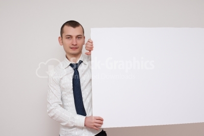 Young businessman and Whiteboard