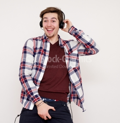 Young man enjoying music 