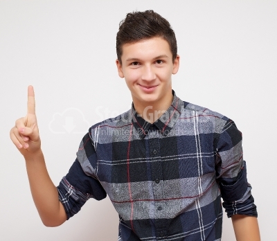 Young man showing 1 finger