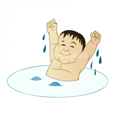 A man taking a relaxing bath cartoon