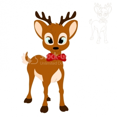 Baby deer with ribbon