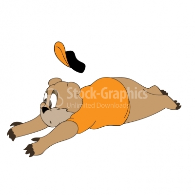 Bear cub lying on his belly