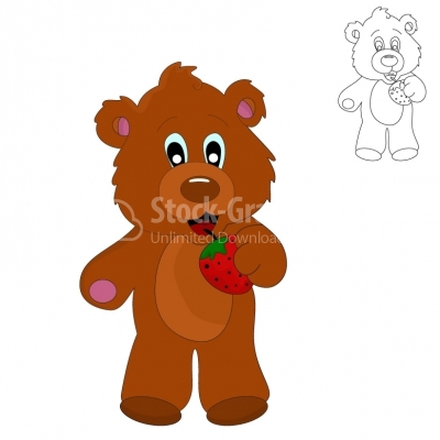 Bear eating strawberry