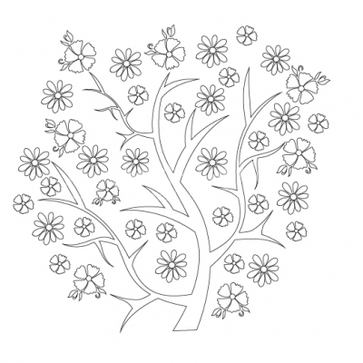 Beautiful Flower tree vector line art