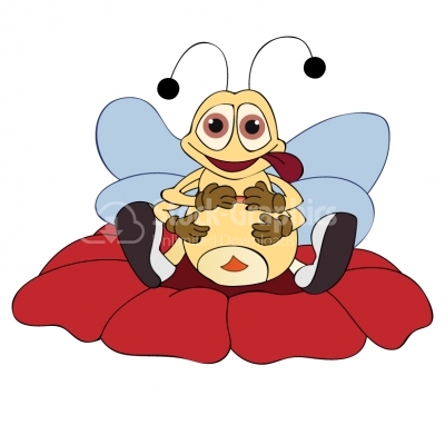 Bee on the pastel flower - Illustration