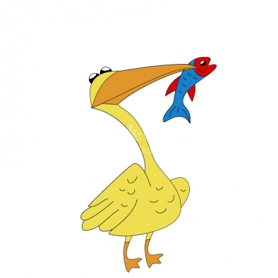 Bird with a fish cartoon - Illustration