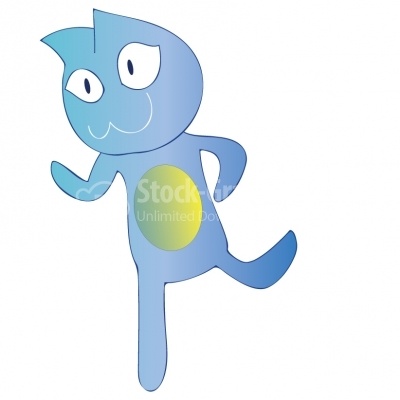 Blue Standing Cat - Illustration