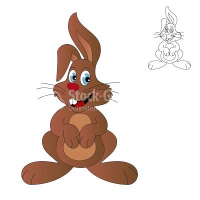 Bunny rabbit cartoon character illustration - Illustration