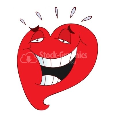 Cartoon illustration of a heart mascot running towards the viewe