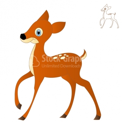 Cute deer cartoon - Illustration