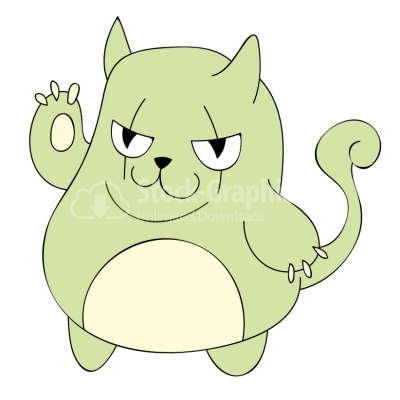 Cute green cat - Illustration