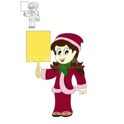 Cute Little Santa Elf Holding Sign - Illustration