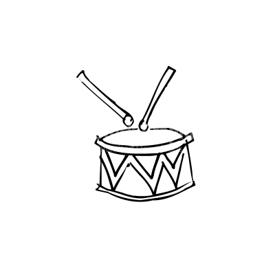 Drum Doodle Black and White Vector Clipart