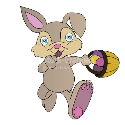 Easter rabbit holding a basket of eggs