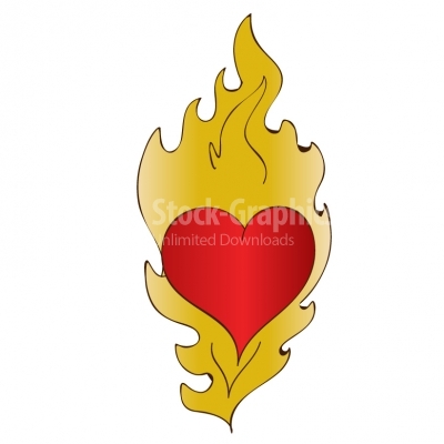 Heart with flames