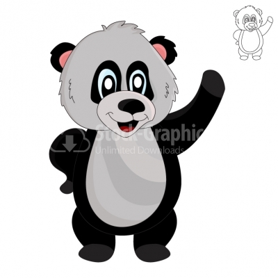 Panda waving his hand - Illustration