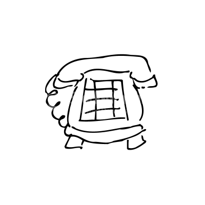 Phone Doodle Black and White Vector Clipart