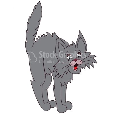 Scared Black Cat - Illustration