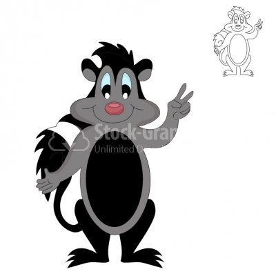 Skunk showing peace fingers 