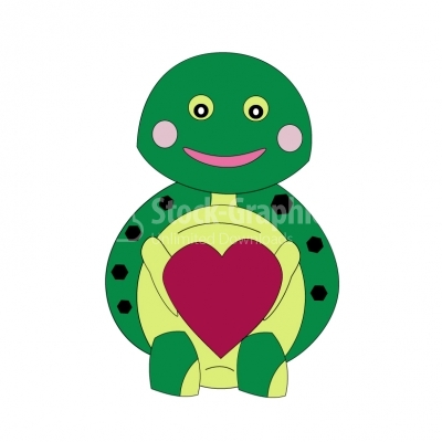 Smiling turtle with red heart