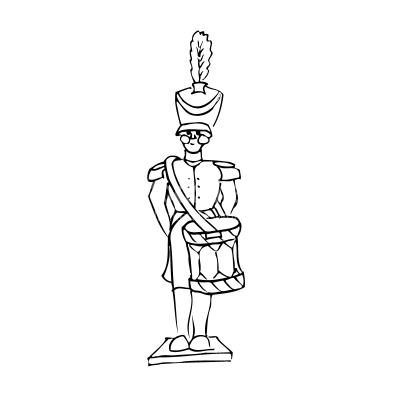 Soldier Doodle Black and White Vector Clipart