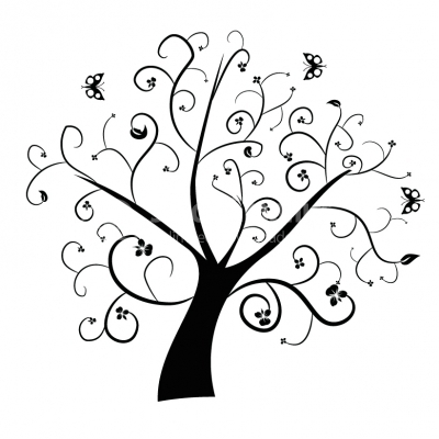 Swirly flower tree - Illustration