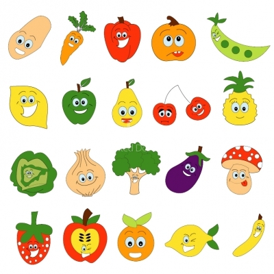 Vegetable and fruits Faces Illustration